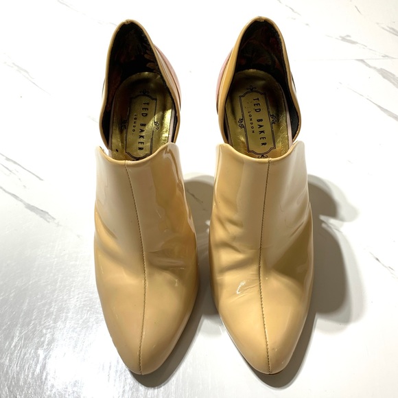 Ted Baker London Shoes - TED BAKER LONDON Wheat Patent Slip On Booties Rose Gold Heels Sz 37